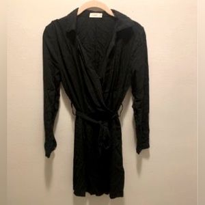 Long Sleeve Black Wrap Dress